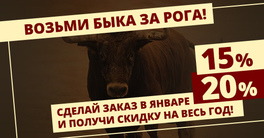Возьми быка за рога — получи скидку на весь год!